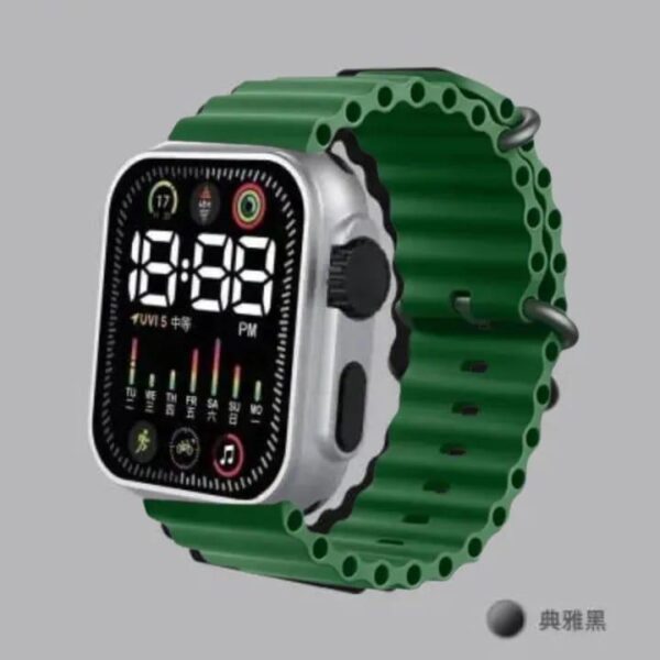 unisex waterproof digital display watch 1 pc, square case with textured strap