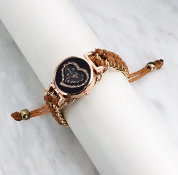 stylish women's quartz heart watch with chain strap 1 pc