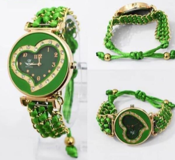 stylish women's quartz heart watch with chain strap 1 pc